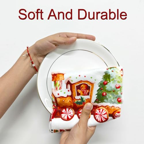 Mocsicka Christmas Kitchen Towels Set of 2 – 18x26 Gingerbread Decor, Premium Microfiber