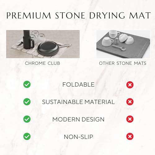Diatomaceous Earth Drying Mat - Collapsible Stone Dish Drying Pad - White Marble Variation