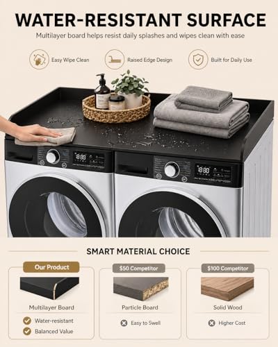 FlyGeneral Washer Dryer Countertop - 54 x 27.5 Inch Black Variation