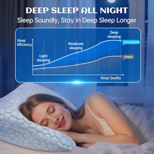 Queen Crescent Side Sleeper Pillow 2 Pack - Ergonomic Cooling Memory Foam