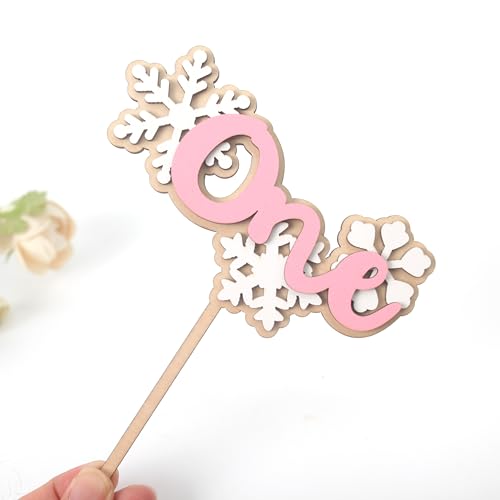 Wooden Snowflake First Birthday Cake Topper – Winter Onederland Theme, Rustic Snowflake Decor