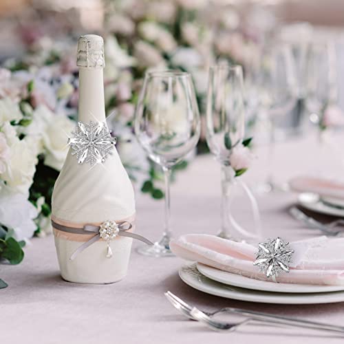 Remerry Christmas Snowflake Napkin Rings Set - Holiday Table Decor