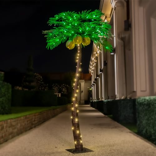 Tybeeu 5ft Lighted Palm Tree with 136 LED Lights & Glowing Coconuts - ETL UL Safe