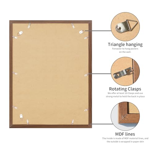 YESKAY 18x24 Brown Picture Frame Set of 3 for Wall Display, Hang Horizontal or Vertical