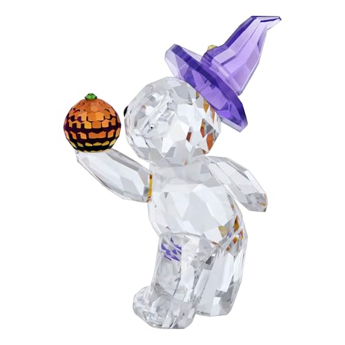 Swarovski Kris Bear Halloween Small Decor with Pumpkin Lantern & Purple Hat