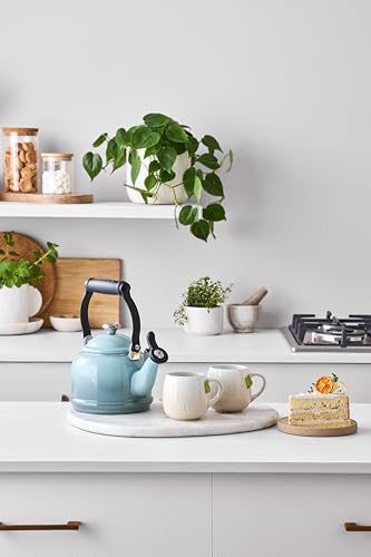 Le Creuset 1.25 Qt. Enamel Steel Demi Tea Kettle Sea Salt - Fast Heating, Whistle