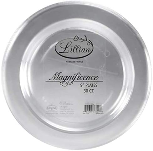 Premium 9-Inch Heavyweight Plastic Plates - Crystal Clear Wedding & Party Dinnerware, 30 Count