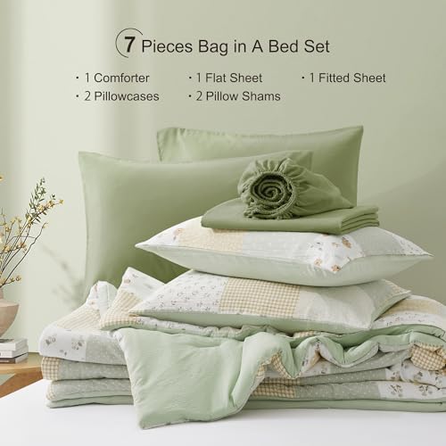 Oli Anderson King Comforter Set - 7 Pieces Bed in a Bag, Light Green