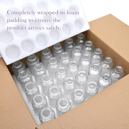 Clear Glass Bud Vases Set of 30 - Small Floral Centerpieces, Textured Designs