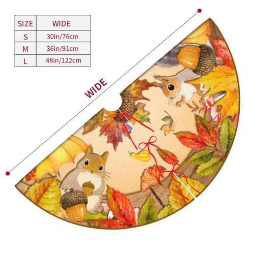 Fall Tree Skirt with Maple Leaf Pumpkin Design -Halloween Mat for Thanksgiving, Christmas Party Decor, Home Tabletop Trees Holiday Decorations 30"