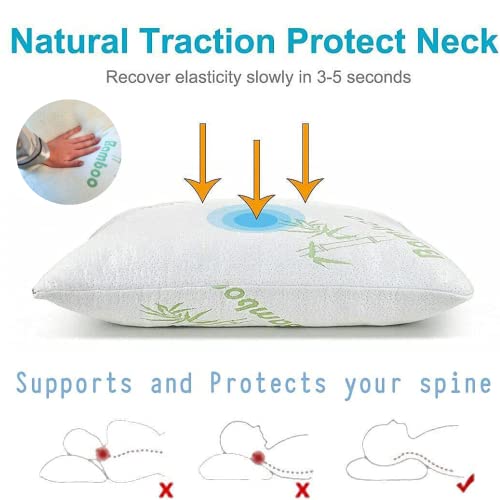 DreamField Linen King Size Set of 2 Memory Foam Bamboo Pillows - Adjustable & Breathable Support