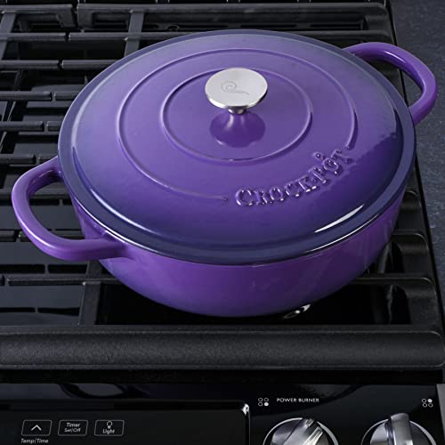 Crock-Pot Artisan 5 Quart Enamel Cast Iron Braiser with Lid Lavender Purple