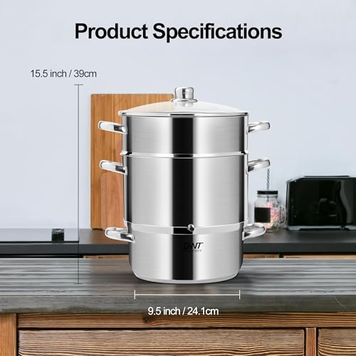 8.5QT Stainless Steel Fruit Juicer Steamer with Glass Lid for Canning & Juice Extraction