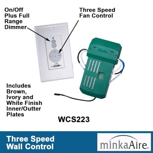 Minka-Aire Wall Control System - White, 3-Speed Fan & Light Dimmer