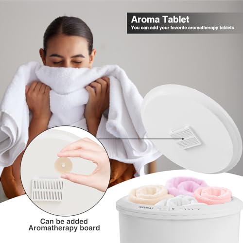 SAMEAT White Large Electric Towel Warmer Bucket – Auto Shut-Off, Fits 2 Oversized Towels