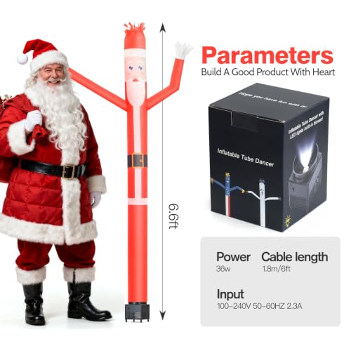 Mkevi 6ft Santa Christmas Inflatable Tube Dancing Man with Blower & Spotlight