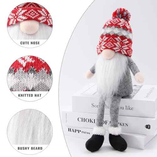 Christmas Gnomes Decorations 2 Pack Handmade Elf Santa Tomte Swedish Gnome Scandinavian Figurine Nordic Gnome Christmas Table Home Ornaments for Holiday Party Gifts