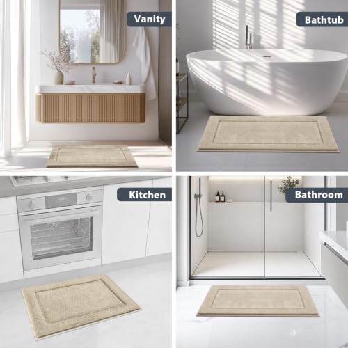 Non-Slip Bathroom Rug 30x84 Inches - Beige, Soft, Absorbent, Machine Washable