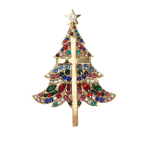 Roman 2.5 Inch Christmas Cross Tree Pin - Holiday Holiday Jewelry Accessory