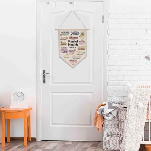 Motivational Wall Decor Classroom Decorations Mental Health Awareness Canvas Hanging Pennant Flag Banner Wall Sign Decor for Bedroom Classroom Playroom Game Room Front Door