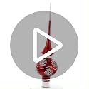 Altair Hand-Blown Red Glass Christmas Tree Topper - Elegant Finial with Snowflakes