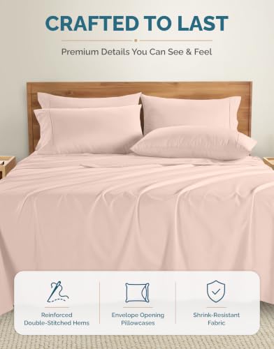 Casa Platino 100% Cotton Full Size Cooling Sheets Set - Veiled Rose
