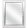 MCS 16x20 Large Wall Mirror, White Woodgrained Frame with Silver Embossed Detail & Beveled Detail Mirror, Vertical & Horizontal Wall Hanging Mirror for Bathroom, Bedroom & Livingroom