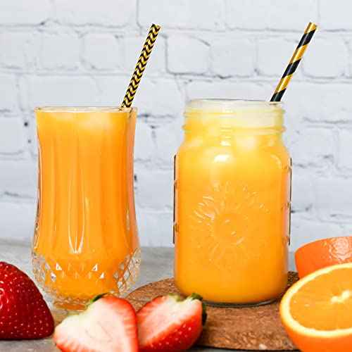 Black, Gold, Black and Gold, Stripe, Star, Chevron ? Disposable Champagne Party Paper Straws 100 Bulk for Drinking, Cocktails, Crafts, Cake pops, Bridal Shower, Birthday, Christmas Decor