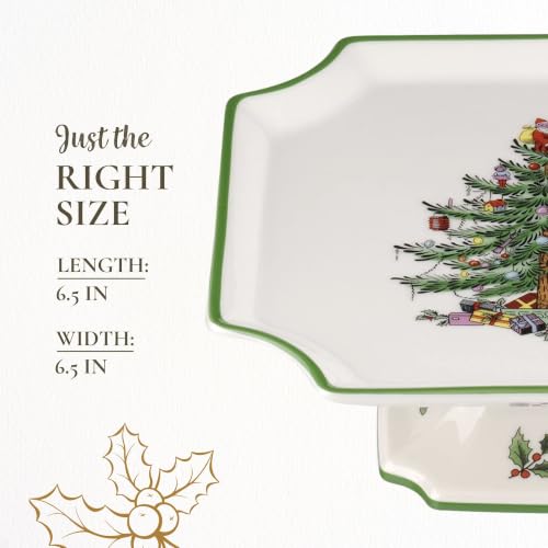 Spode Christmas Tree Footed 6.5 Inch Cake Plate - Porcelain