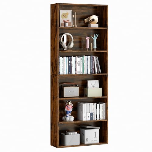 Vongrasig 71”H Tall Bookshelf, 6-Tier Bookcase, Display Bookshelves,