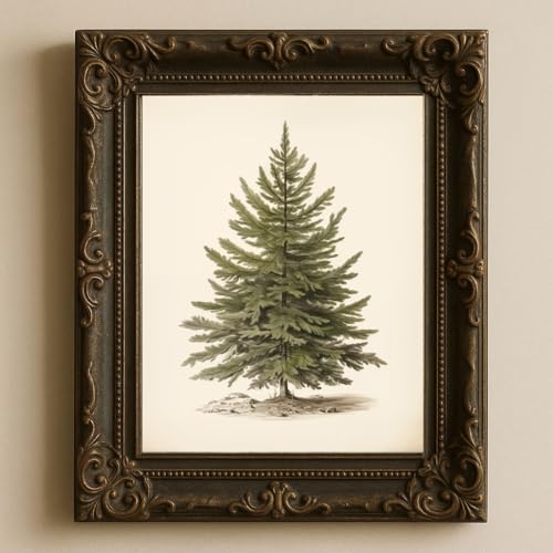 Jeecalart Vintage Christmas Tree Wall Art 8x10 Unframed Rustic Pine Print 10" x 8"