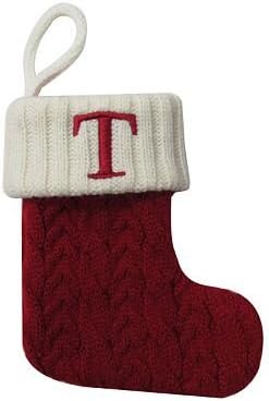 Mini Christmas Stocking - St. Nicholas Square, Personalized Letter T Decor