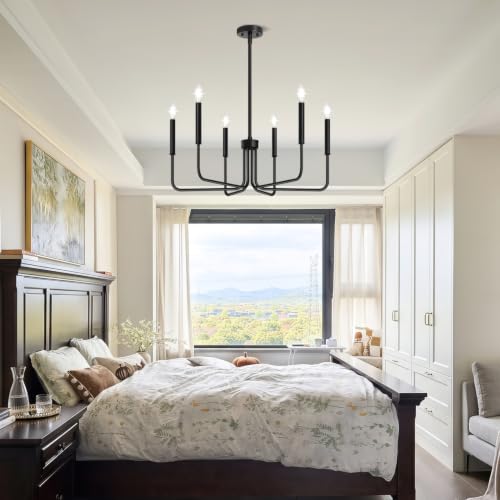 Matte Black 6-Light Farmhouse Chandelier - Industrial Modern Ceiling Light Fixture for Dining Room, Kitchen, Foyer, No Assembly Needed