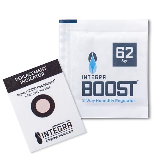 Integra Boost 2-Way Humidity Control Pack - Preserve Flavor & Control Humidity at 62% RH - Moisture Absorber for Herbs, Spices & More - 8 Gram (Pack of 50)