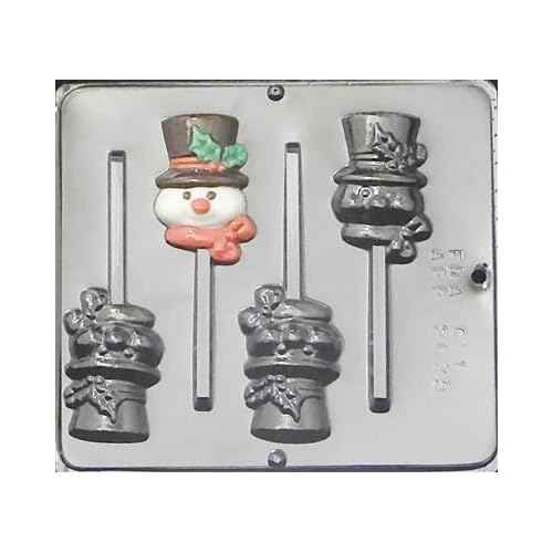 Candy Molds N More Snowman with Top Hat Lollipop Chocolate Candy Mold Christmas 2039