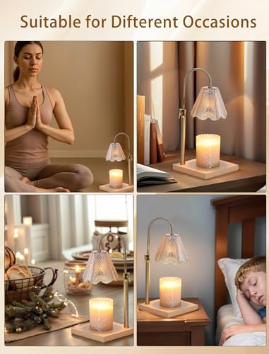 Candle Warmer Lamp with Timer & Dimmer, 2 Bulbs, Height Adjustable,