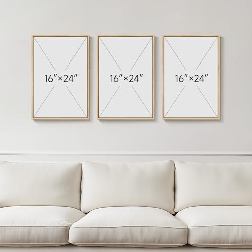 Sage Green Abstract Landscape Wall Art Set - 3 Pieces 16x24 Inches with Wood Frames - Modern Bedroom Decor (Variation: Warm Green / 16" W x 24" H x 3pcs)