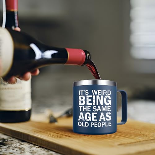 Abledn Navy Blue Funny Birthday Mug for Men 14oz - Old People Humour Gift
