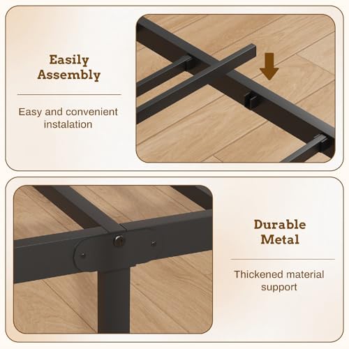 Twin Size Storage Bed Frame with 2 Fabric Drawers and Charging Station