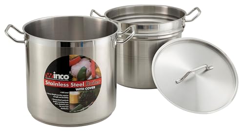 Winco 8 qt Stainless Steel Double Boiler with Cover