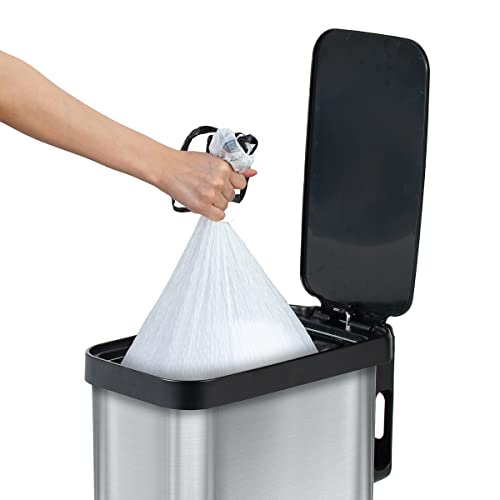 Stainless Steel Slim Trash Can with Clorox Odor Protection - 45L Kitchen Waste Bin with Soft Close Lid & Step Pedal