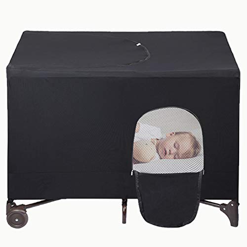 Blackout Cover for Pack N Play - Travel Baby Tent, Breathable & Darkening, Black 1