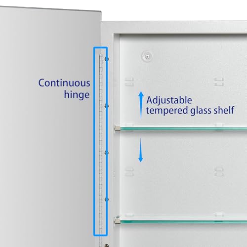 IDYLLOR White Beveled Edge Recessed or Surface Mount Bathroom Medicine Cabinet, 16x22 inch with Adjustable Shelves - Matt White