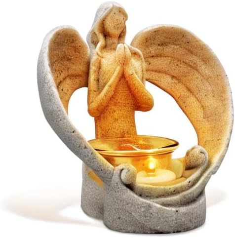OakiWay Memorial Candle Holder - Angel Figurine with Flickering LED Tealight | Sympathy Gift for Loss
