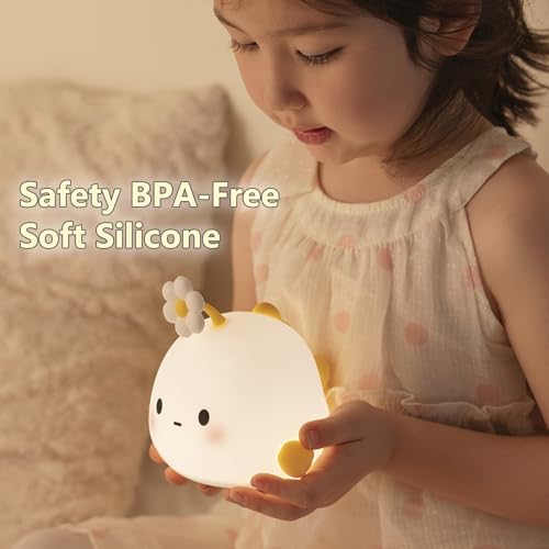 Flower Fish Cute Cartoon Nursery Night Lights, Fish Design Safe Silicone Soft LED Nursery Lamp for Toddler Ocean Room Decoration