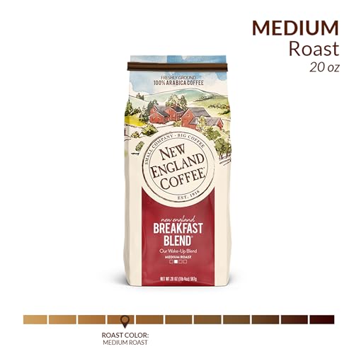 Breakfast Blend Ground Coffee 20oz - Medium Roast, Pack of 4 - Arabica, Freshly Roasted