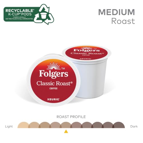 Folgers Classic Roast Coffee K-Cup Pods - 96 Count, Single-Serve Coffee