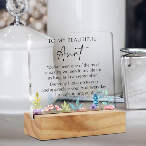 Personalized Aunt Gift Acrylic Plaque - Heartwarming Desk Sign for Mom's Day & Birthdays