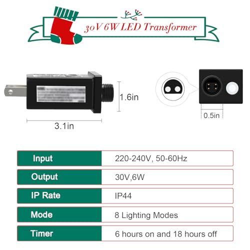 Cshare 2-Pack 30V 6W Waterproof LED Power Supply Transformer for Christmas Halloween Lights
