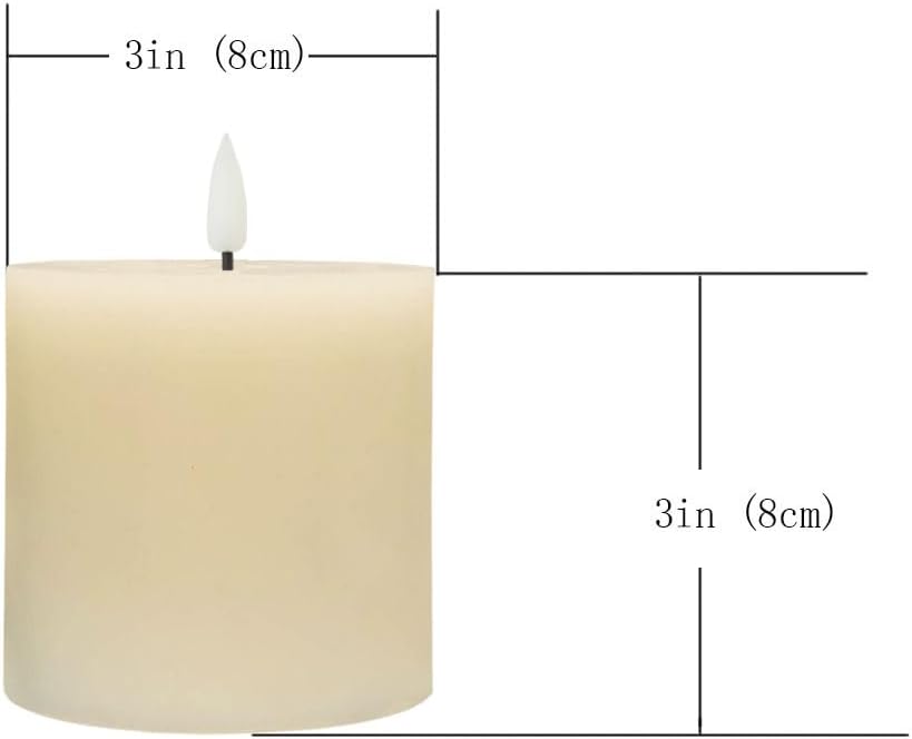 Flameless LED Candles Set of 2 - 3x3 Inch Dimmable Ivory Wax Pillars with Remote Control & Timers for Home Decor